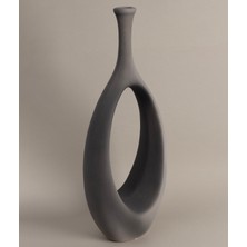 Koza Home Gracil Özel Taş Doku Gri İskandinav Seramik Vazo 20x5x55cm 6267