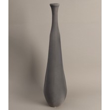 Koza Home Gracil Özel Taş Doku Gri İskandinav Seramik Vazo 20x5x55cm 6267