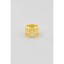 So CHIC Giza'nın Ihtişamı 18 Ayar Sarı Altın Kaplama Gümüş Yüzük