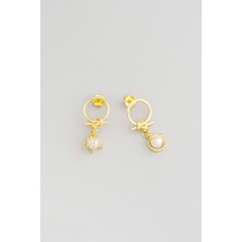 So CHIC İnci Küre 18 Ayar Sarı Altın Kaplama Gümüş Sallantılı Küpe