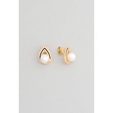 So CHIC Otantik İnci 18 Ayar Sarı Altın Kaplama Gümüş Küpe