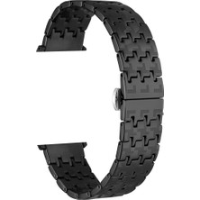 Gpack Apple Watch 7 45MM Kordon Metal Zigzag Fit Tasarım Desenli KRD86 Siyah