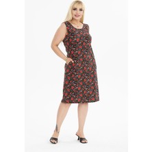 Modayız Yazlık Kolsuz Cepli Büyük Beden Elbise 19D-2386