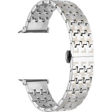 Smcase Apple Watch Se 2 2022 40MM Kordon Metal Zigzag Fit Tasarım Desenli KRD86 Gümüş
