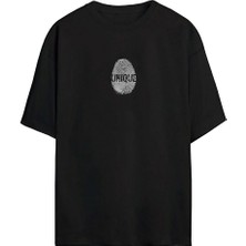 The Wert Unisex Unıque Baskılı Siyah Oversize Tshirt