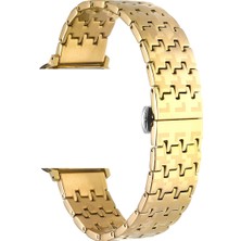 Smcase Apple Watch Se 2 2022 44MM Kordon Metal Zigzag Fit Tasarım Desenli KRD86 Gold