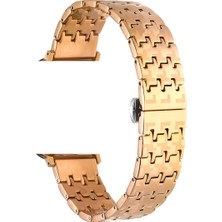 Smcase Apple Watch Ultra Kordon Metal Zigzag Fit Tasarım Desenli KRD86 Bronz