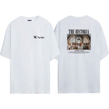 The Wert Unisex The Hıstorıa Baskılı Beyaz Oversize Tshirt