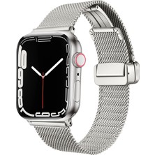 Teleplus Apple Watch Series 8 41MM Kordon Metal Hasır Ayarlanabilir Mıknatıslı KRD85 Gümüş