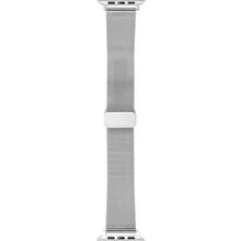 Teleplus Apple Watch Series 8 41MM Kordon Metal Hasır Ayarlanabilir Mıknatıslı KRD85 Gümüş