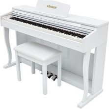 Köhner SLP-275 WH Dijital Konsol Piyano, Bluetooth, Tuş Hassasiyeti, 88 Tuşlu, Kapaklı (Kulaklık ve Tabure Hediyeli)