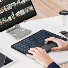 Duhalıne Lenovo Tab M9  Tablet Için Uyumlu Slim Şarjlı Touchpadli Yuvarlak Tuş Rgb Bluetooth Klavye