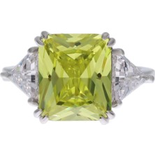 Celikchi Kadın Sarı Taş Model Gösterişli Gümüş Yüzük