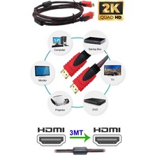 Apronx 3 Metre Örgülü HDMI Kablo - 3 Metre HDMI to HDMI Kablo Örgülü Form 1.4V