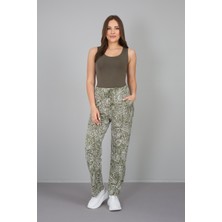 Banada Moda Kadın Palmiye Desenli Viskon Pantolon
