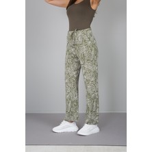 Banada Moda Kadın Palmiye Desenli Viskon Pantolon