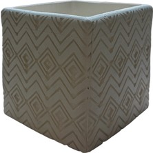 Miss Lina Misslina Dekoratif Kare Desenli Saksı Obje Boyanabilir