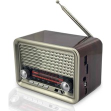 Coverzone Retro Radyo Taşınabilir Speaker ve Hoparlör Ahşap Kaplama Klasik Antika Tarzı Iç ve Dış Mekan Multiband USB Girişli Dekoratif Klasik Radyo F1537BT