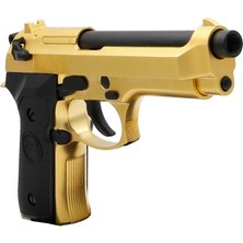 We Beretta M92 Standart Titanium Gold + Green Gas + 0.20gr BB + Taşıma Çantası + Balistik Gözlük