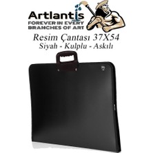 Artlantis Siyah Resim Çantası Fermuarlı Kulplu 37X54 cm 1 Adet Teknik Resim Dosya Çantası 35X50 cm Askılı Proje Çantası Okul Sınıf