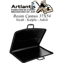 Artlantis Siyah Resim Çantası Fermuarlı Kulplu 37X54 cm 1 Adet Teknik Resim Dosya Çantası 35X50 cm Askılı Proje Çantası Okul Sınıf