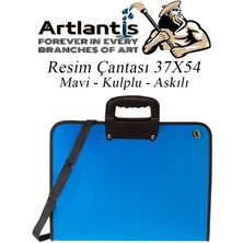 Artlantis Mavi Resim Çantası Fermuarlı Kulplu 37X54 cm 1 Adet Teknik Resim Dosya Çantası 35X50 cm Askılı Proje Çantası Okul Sınıf