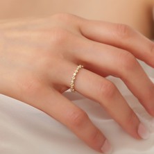 Merdis Jewelry 14 Ayar Altın Sıra Taşlı Yüzük