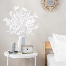 Nettenevime Yapay Çiçek Beyaz Okaliptus Tek Dal Kumaş Yapraklı Uzun Dal 80CM Eucalyptus