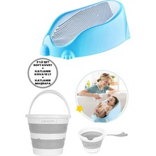 İdeal Baby 3'lü Set Soft Bebek Banyo Küveti & Katlanır Su Kovası Maşrafa Set