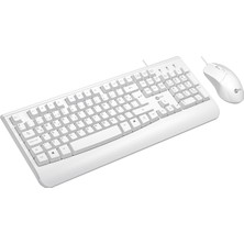 Lecoo  CM105 USB Kablolu Türkçe Q Klavye & Mouse Set Beyaz