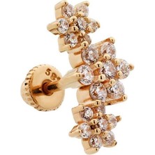 Altın Köşe Çiçek Helix/kıkırdak Piercing 14 Ayar Altın Rose