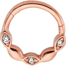 Altın Köşe Taşlı Altın Halka Piercing 14 Ayar Rose