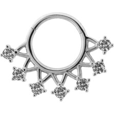 Altın Köşe Halka Piercing 14 Ayar Altın Taşlı Minimal Beyaz