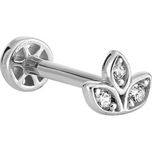 Altın Köşe Taşlı Cemre Piercing Altın Tragus 14 Ayar Beyaz