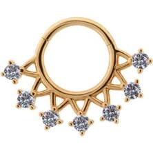 Altın Köşe Halka Piercing 14 Ayar Altın Taşlı Minimal Rose