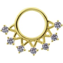 Altın Köşe Halka Piercing 14 Ayar Altın Taşlı Minimal Sarı