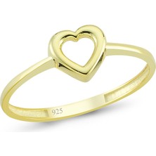 Gümüşcüm Kalp Altın Kaplama Gümüş Yüzük