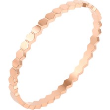 Gümüşcüm Petek Rose Kaplama Minimal Bayan Gümüş Yüzük