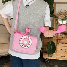 Baoblaze Telefon Şeklindeki Çapraz Bag Komik Alışveriş Omuz Çantası Çanta Pembesi (Yurt Dışından)