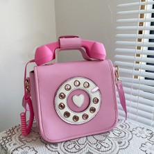 Baoblaze Telefon Şeklindeki Çapraz Bag Komik Alışveriş Omuz Çantası Çanta Pembesi (Yurt Dışından)