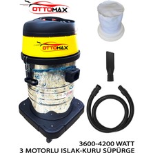 Ottomax  Otx-55-3-Wdm 4200 Watt 3 Motorlu Islak Kuru Sanayi Tipi Oto Süpürgesi Endüstriyel Süpürge