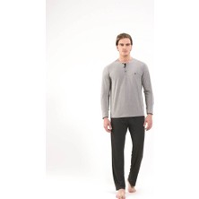 Erkek Pijama Takımı - 7739 - Gri Melanj