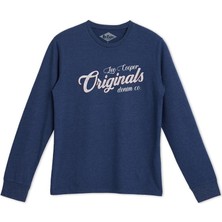 Lee Cooper John Erkek %100 Pamuk O Yaka Uzun Kol T-Shirt Lacivert