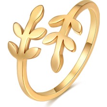 Gümüşcüm Sarmısak Dal Altın Kaplama Bayan Gümüş Yüzük