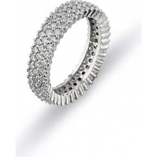 Gümüşcüm Üç Sıra Tam Tur Bayan Gümüş Yüzük