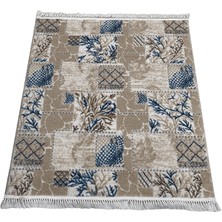 Burak Halı Mavi Vizon Halı 120X133 Saçaklı Küçük Ölçü Halı