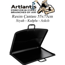 Artlantis Siyah Resim Çantası Fermuarlı Kulplu 55X75 cm 1 Adet Teknik Resim Dosya Çantası 50X70 cm Askılı Proje Çantası Okul Sınıf