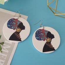 Cynthia Blesiya Etnik Vintage Yuvarlak Afrikalı Lady Tribe Ahşap Dangly Sapı Küpe (Yurt Dışından)