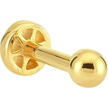 Altın Köşe Altın Tragus Top Piercing 14 Ayar Sarı