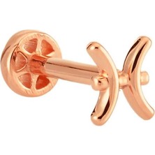 Altın Köşe Balık Burcu Altın Tragus Piercing 14 Ayar Rose